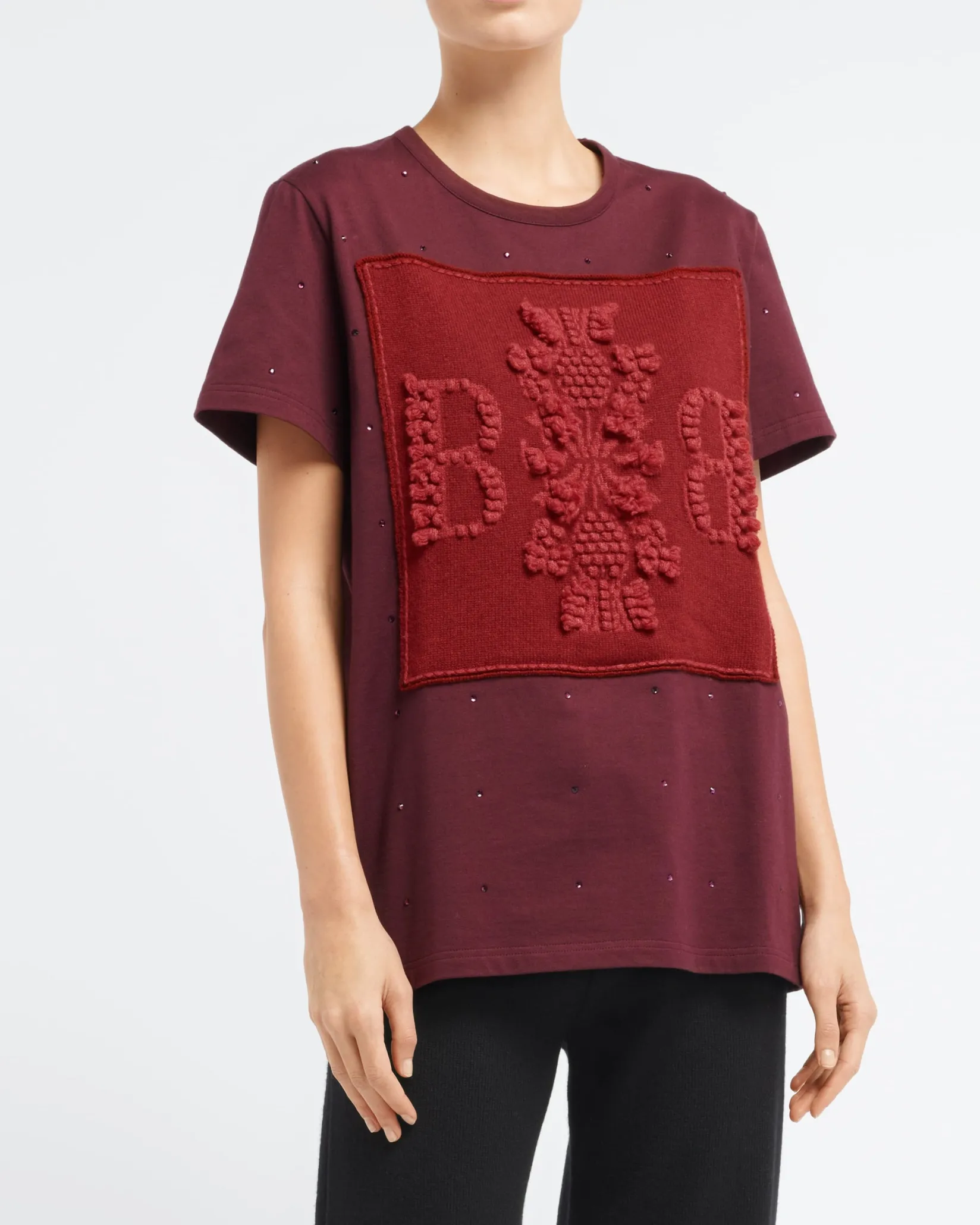 Women Barrie Sparkling T-Shirt with logo cashmere patch