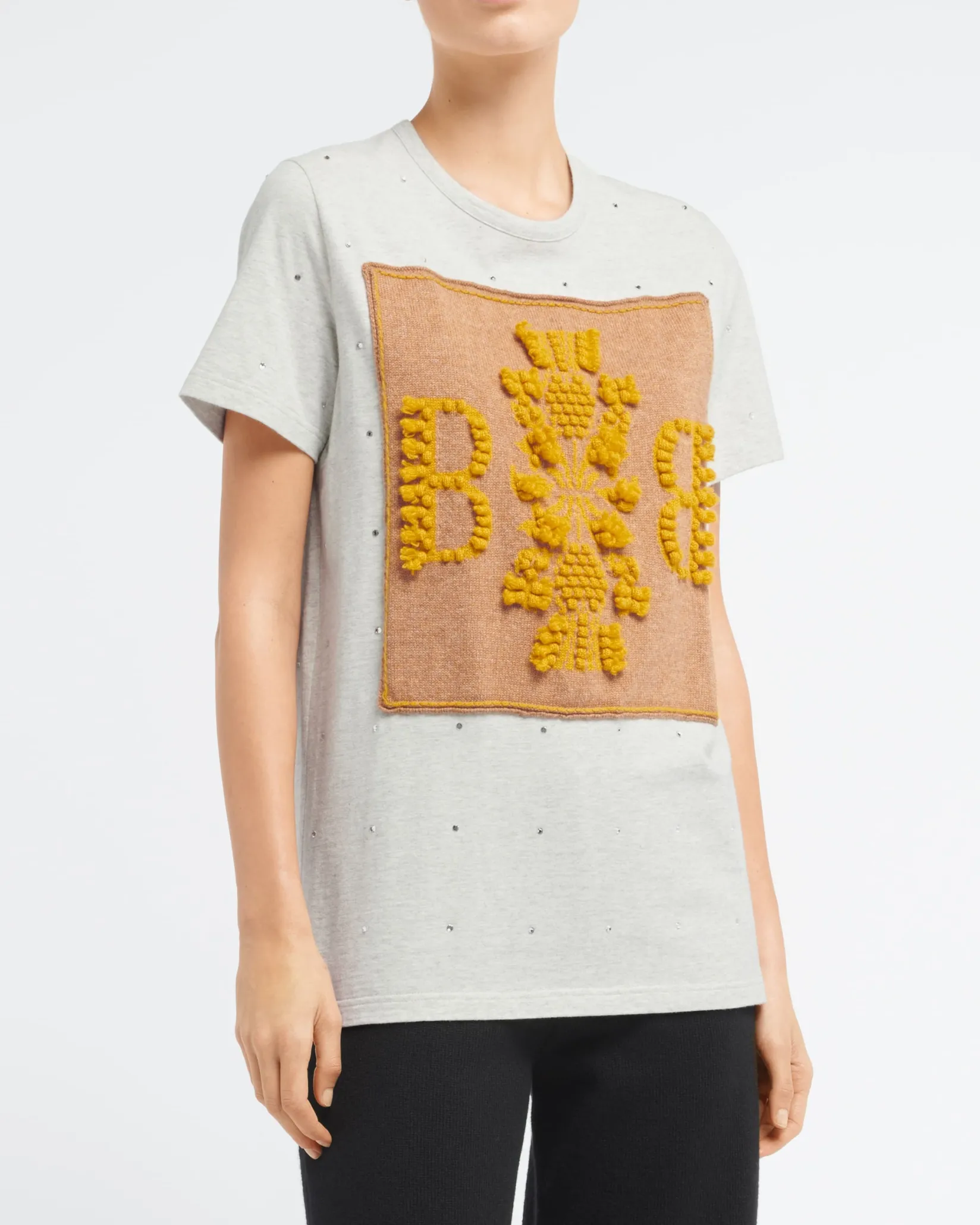 Women Barrie Sparkling T-Shirt with logo cashmere patch