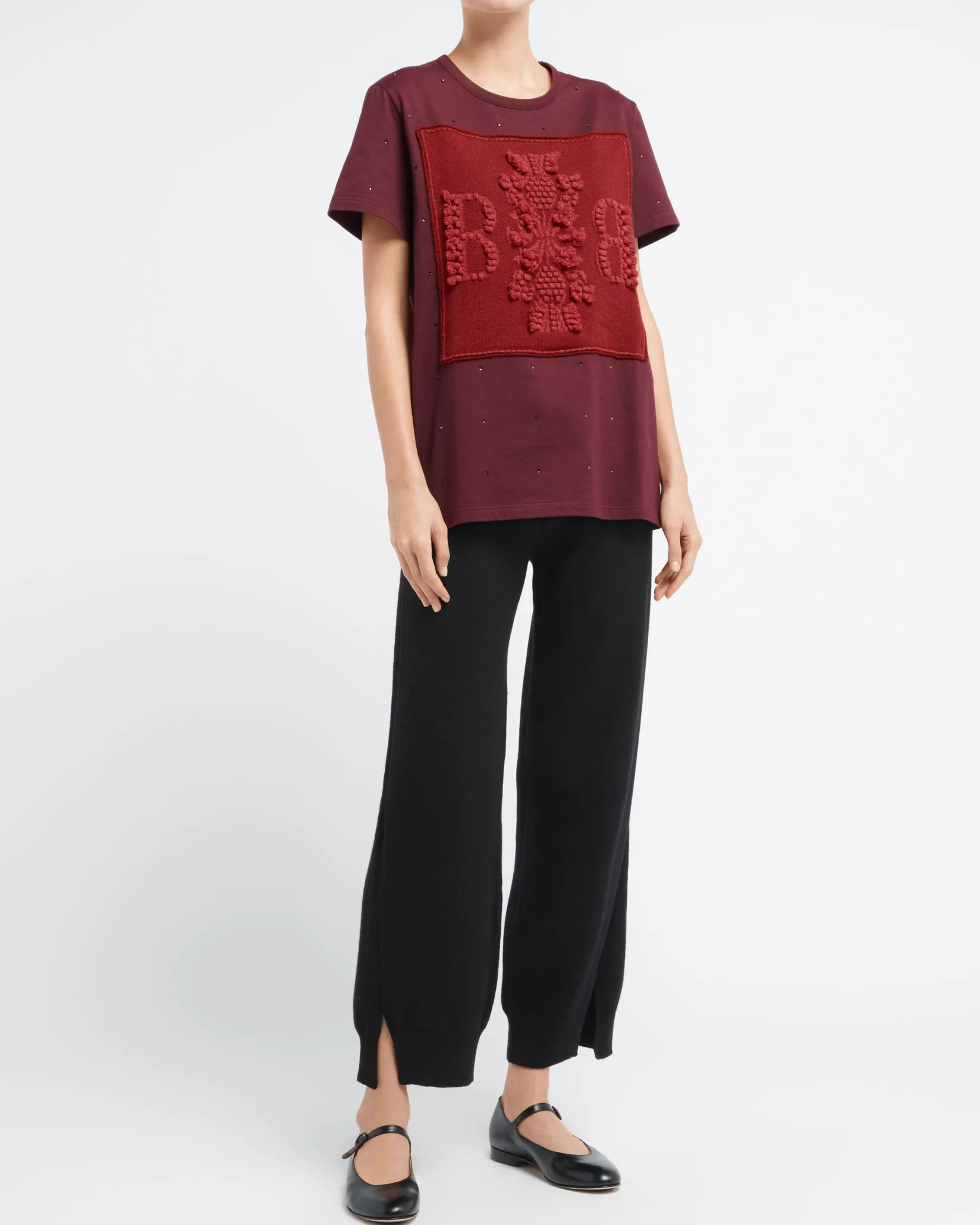 Women Barrie Sparkling T-Shirt with logo cashmere patch