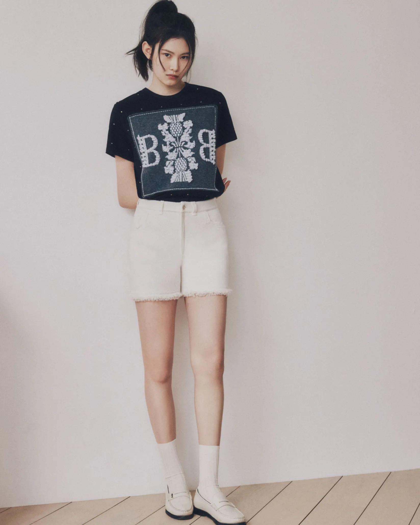 Women Barrie Sparkling T-Shirt with logo cashmere patch