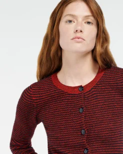 Women Barrie Striped cardigan in cashmere, alpaca and silk