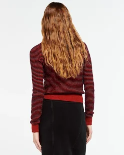 Women Barrie Striped cardigan in cashmere, alpaca and silk