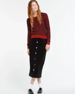 Women Barrie Striped cardigan in cashmere, alpaca and silk