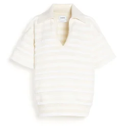 Women Barrie Striped cashmere and cotton polo shirt