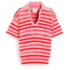 Women Barrie Striped cashmere and cotton polo shirt