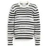 Women Barrie Striped cashmere and cotton round-neck jumper
