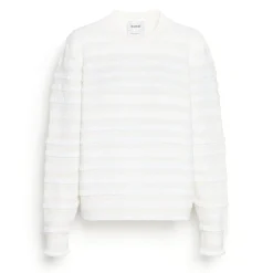 Women Barrie Striped cashmere and cotton round-neck jumper