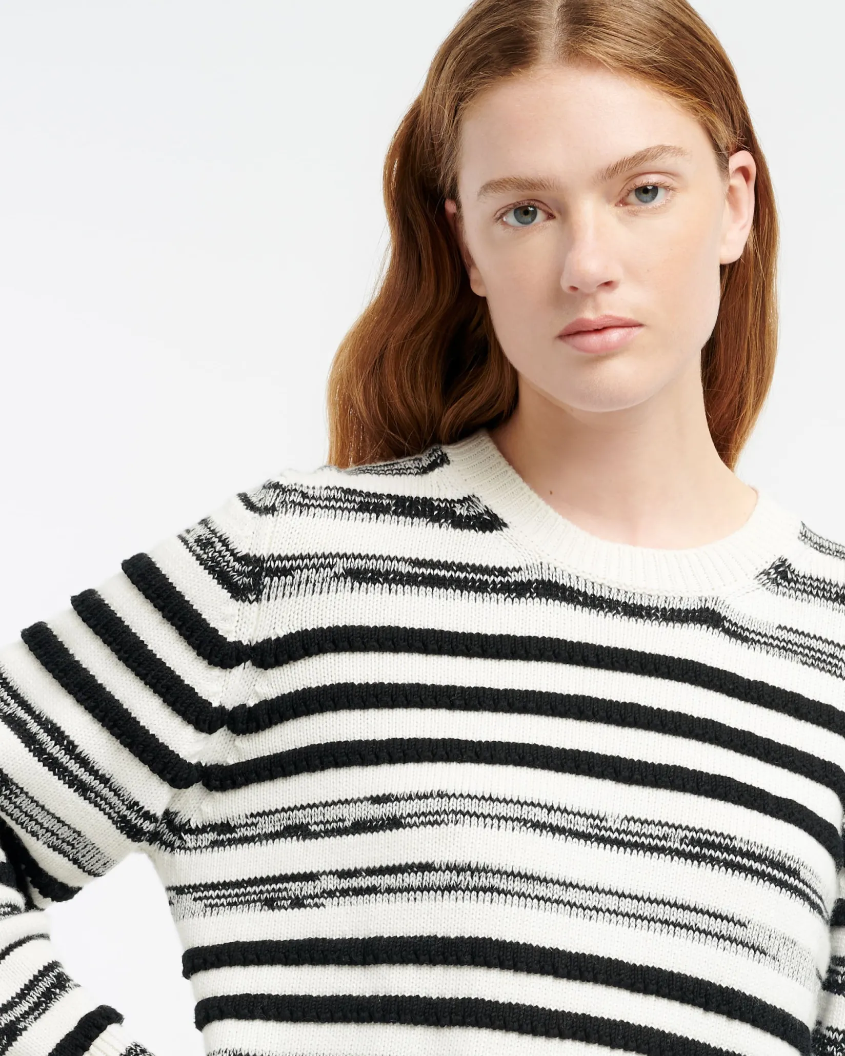 Women Barrie Striped cashmere and cotton round-neck jumper