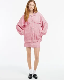 Women Barrie Striped cashmere and cotton oversized Denim jacket