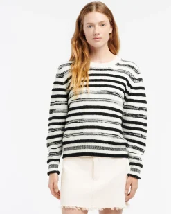 Women Barrie Striped cashmere and cotton round-neck jumper