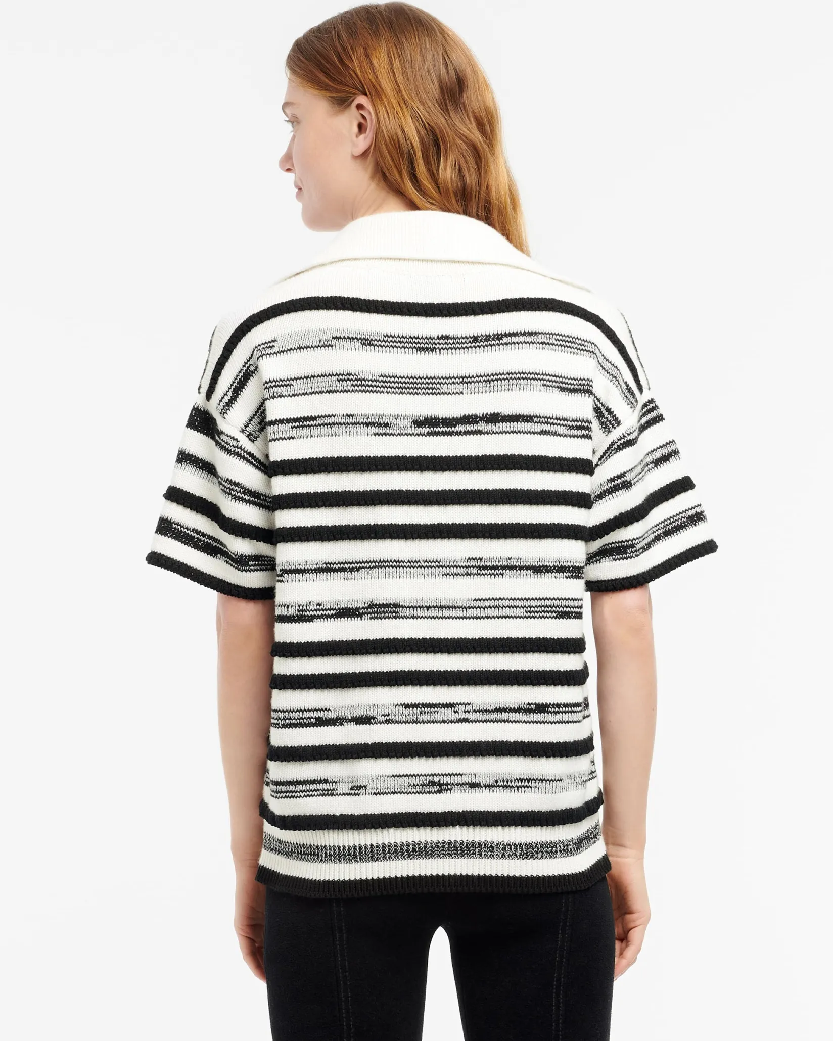 Women Barrie Striped cashmere and cotton polo shirt