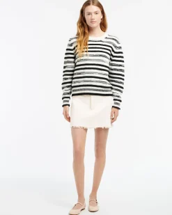 Women Barrie Striped cashmere and cotton round-neck jumper