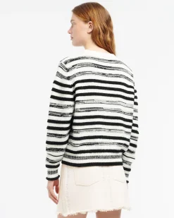 Women Barrie Striped cashmere and cotton round-neck jumper