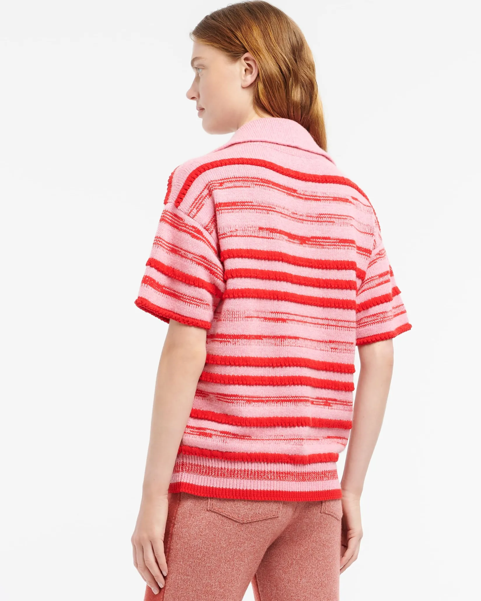 Women Barrie Striped cashmere and cotton polo shirt
