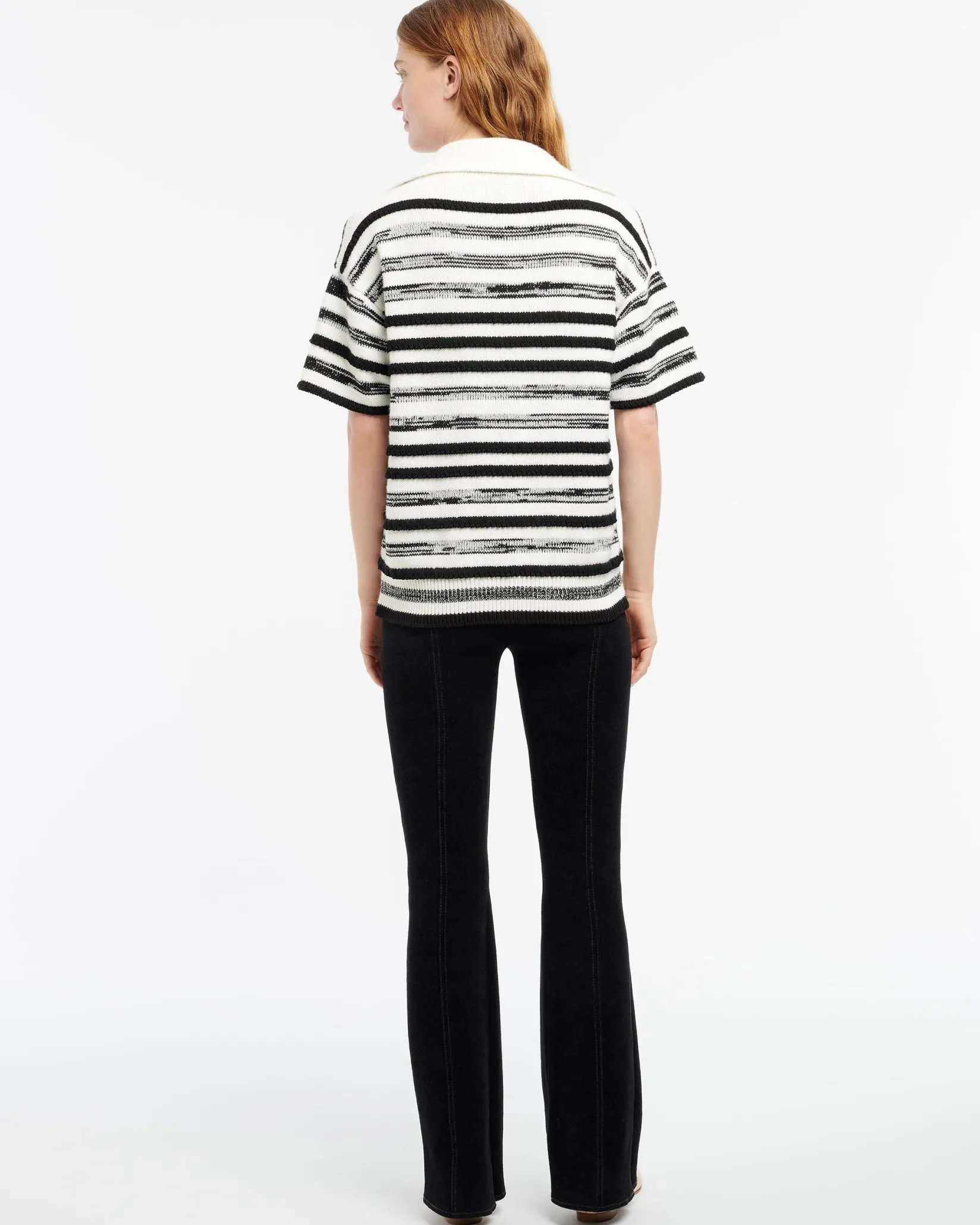Women Barrie Striped cashmere and cotton polo shirt