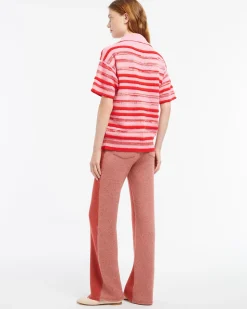 Women Barrie Striped cashmere and cotton polo shirt