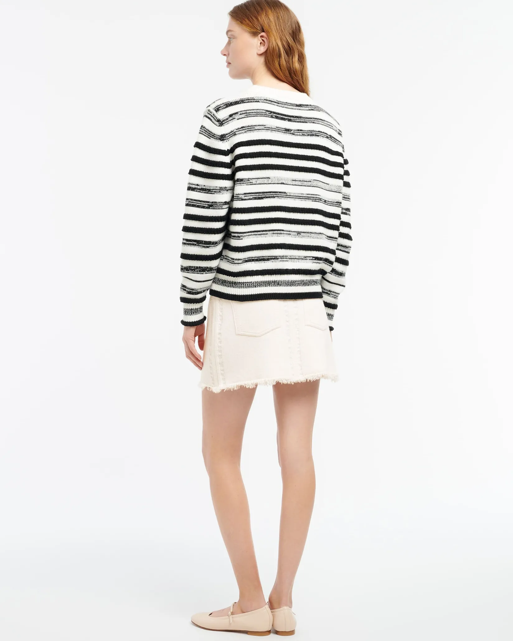 Women Barrie Striped cashmere and cotton round-neck jumper