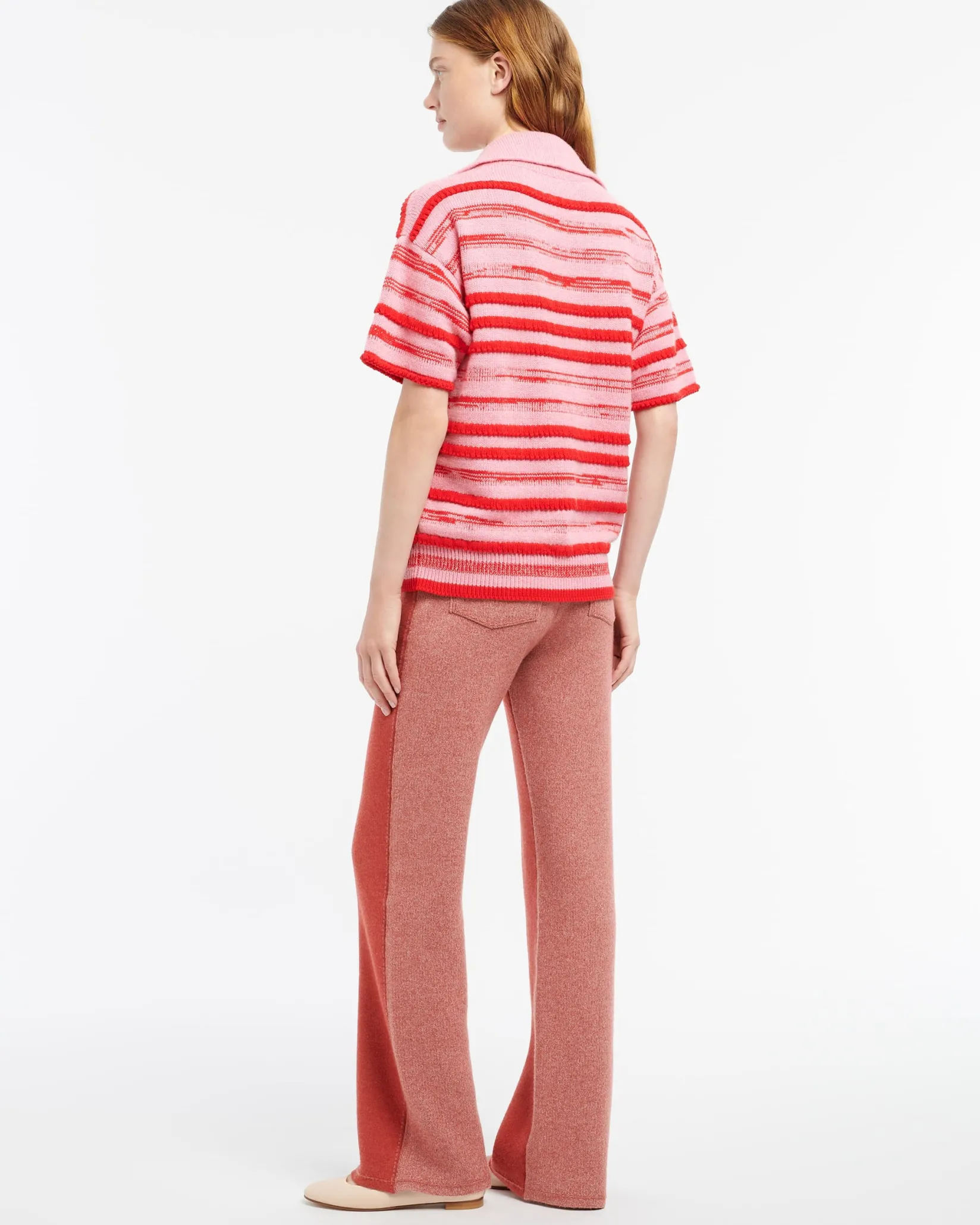 Women Barrie Striped cashmere and cotton polo shirt