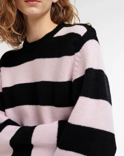 Women Barrie Striped cashmere jumper