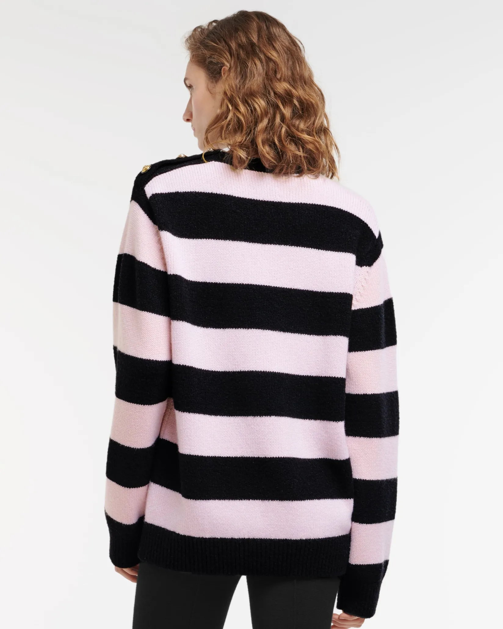 Women Barrie Striped cashmere jumper