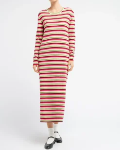 Women Barrie Striped cashmere maxi dress