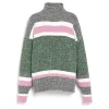 Women Barrie Striped cashmere roll neck jumper