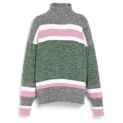 Women Barrie Striped cashmere roll neck jumper