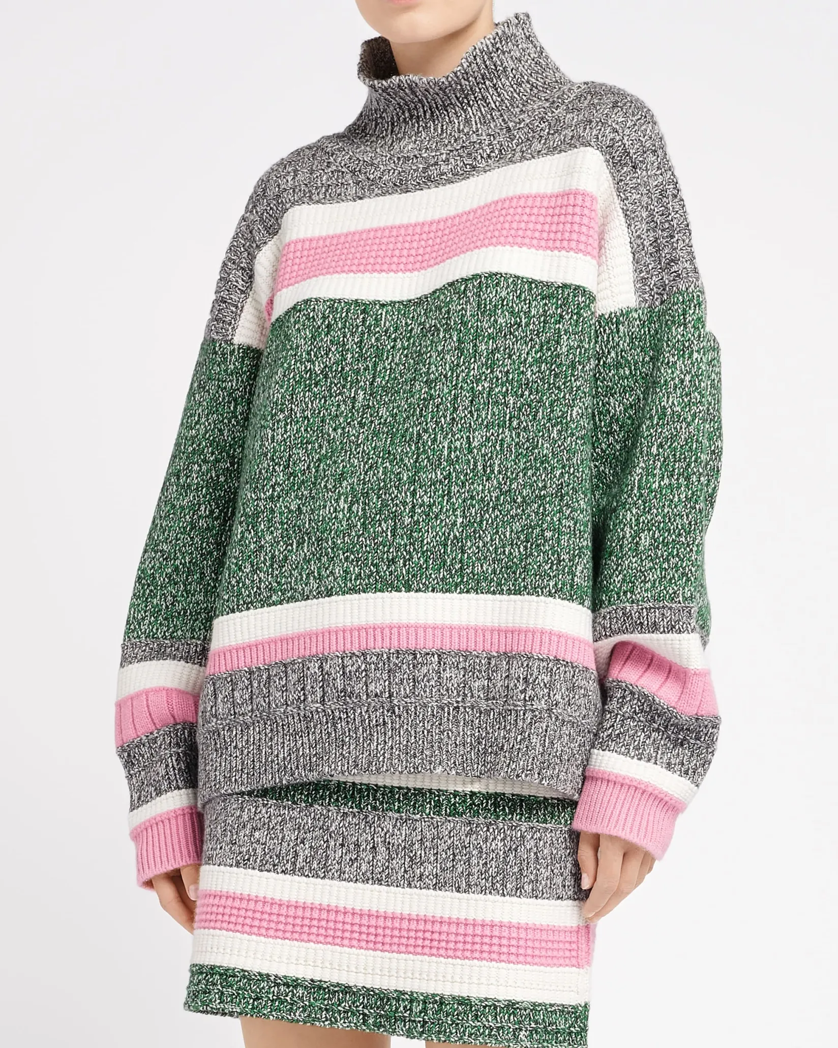 Women Barrie Striped cashmere roll neck jumper