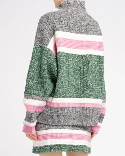 Women Barrie Striped cashmere roll neck jumper