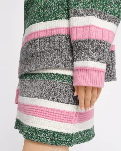 Women Barrie Striped cashmere short skirt