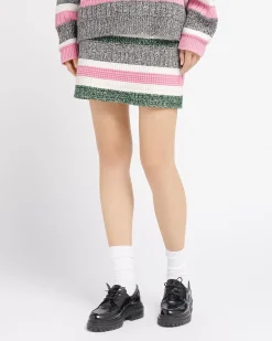 Women Barrie Striped cashmere short skirt