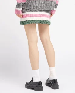 Women Barrie Striped cashmere short skirt