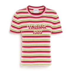 Women Barrie Striped cashmere top