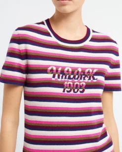 Women Barrie Striped cashmere top