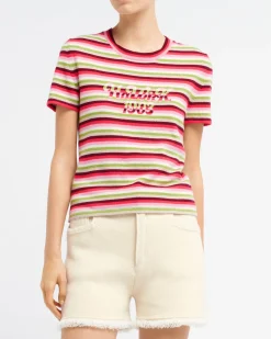 Women Barrie Striped cashmere top