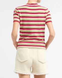 Women Barrie Striped cashmere top