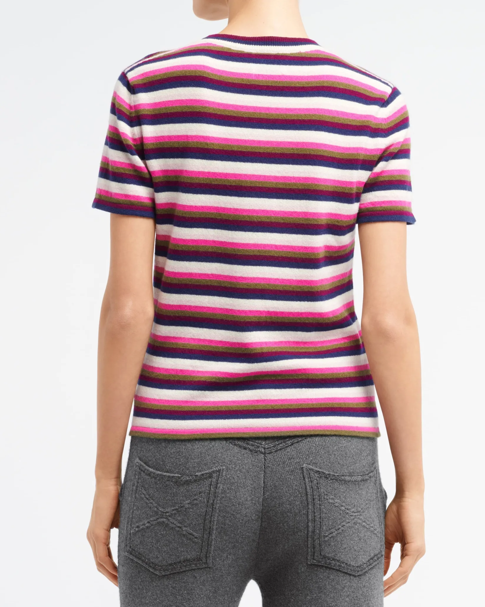 Women Barrie Striped cashmere top
