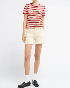 Women Barrie Striped cashmere top