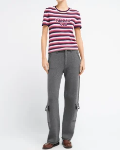 Women Barrie Striped cashmere top