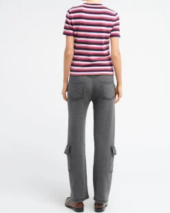 Women Barrie Striped cashmere top
