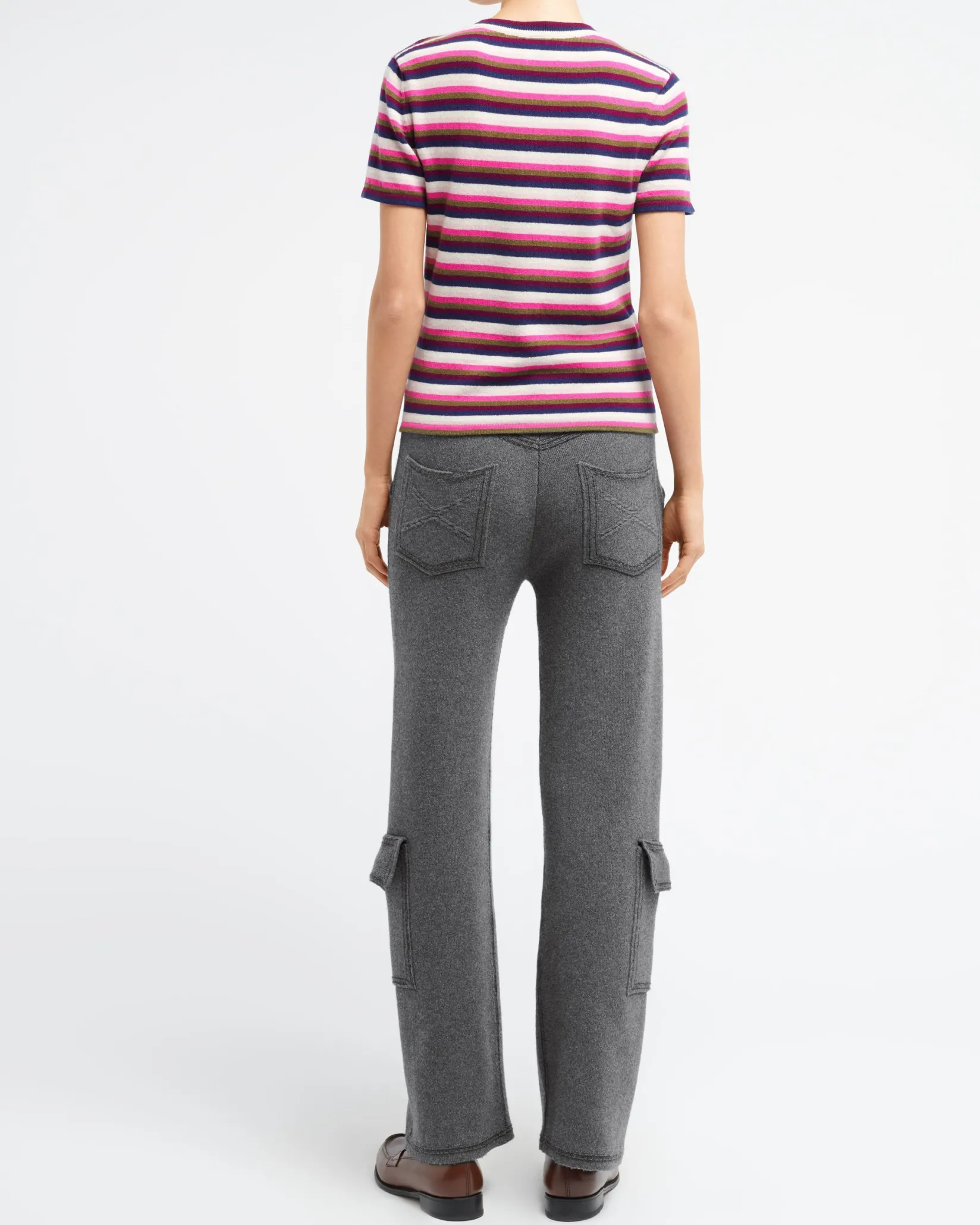 Women Barrie Striped cashmere top