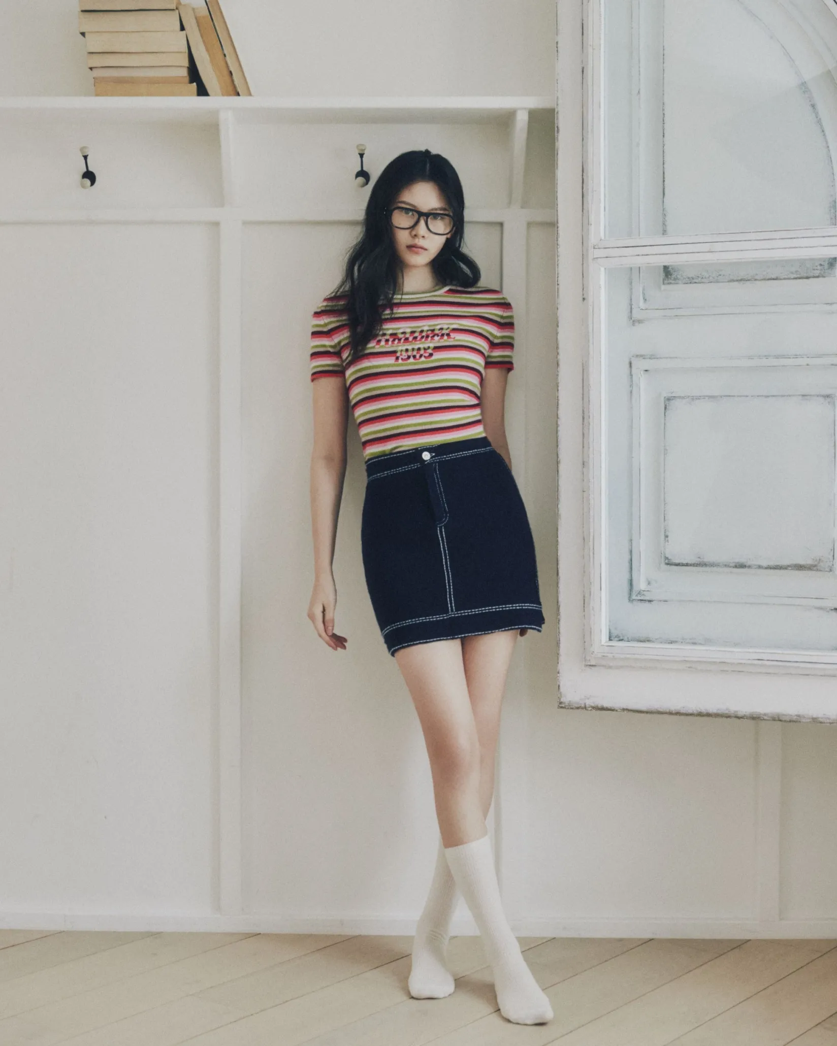 Women Barrie Striped cashmere top