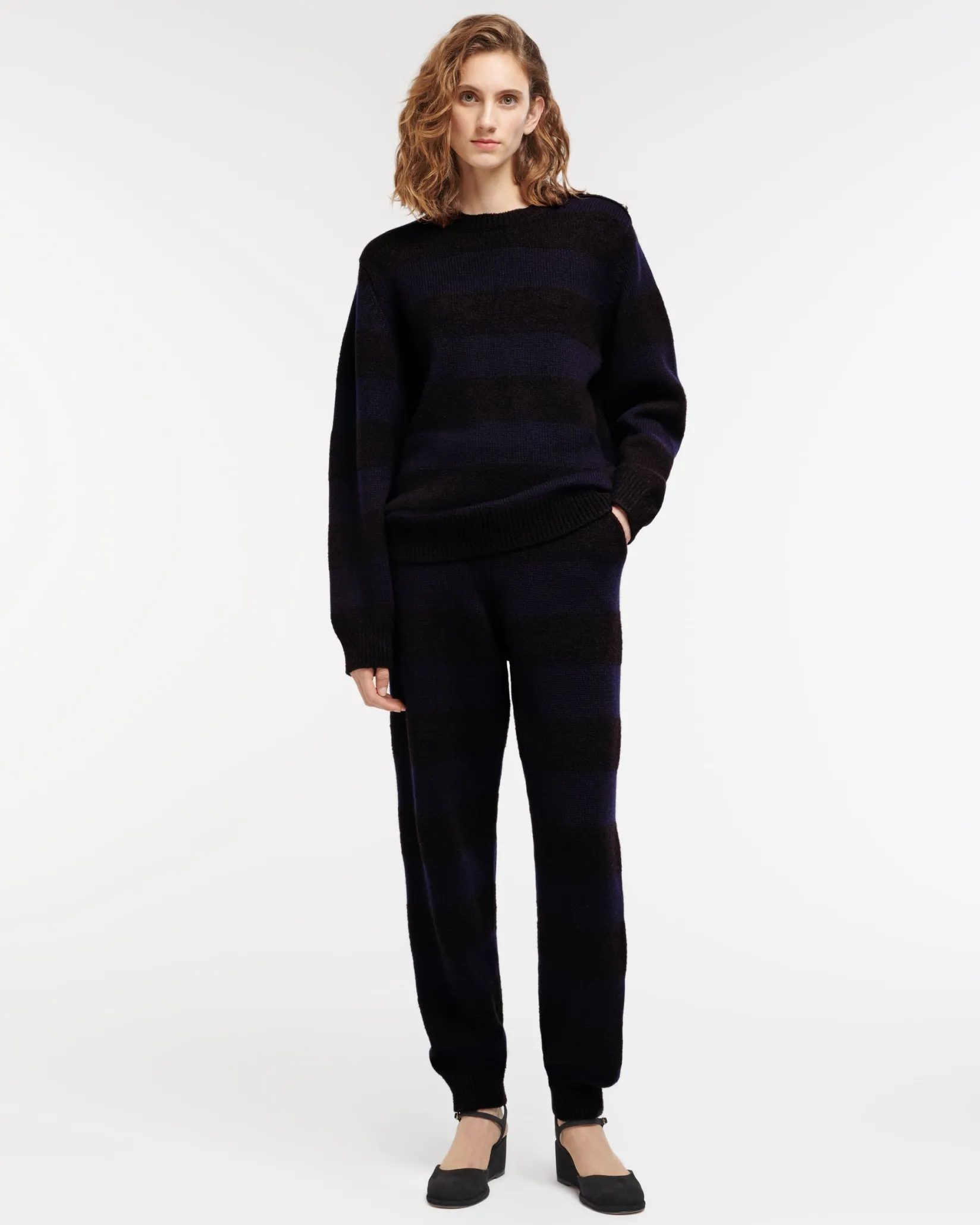 Women Barrie Striped cashmere trousers