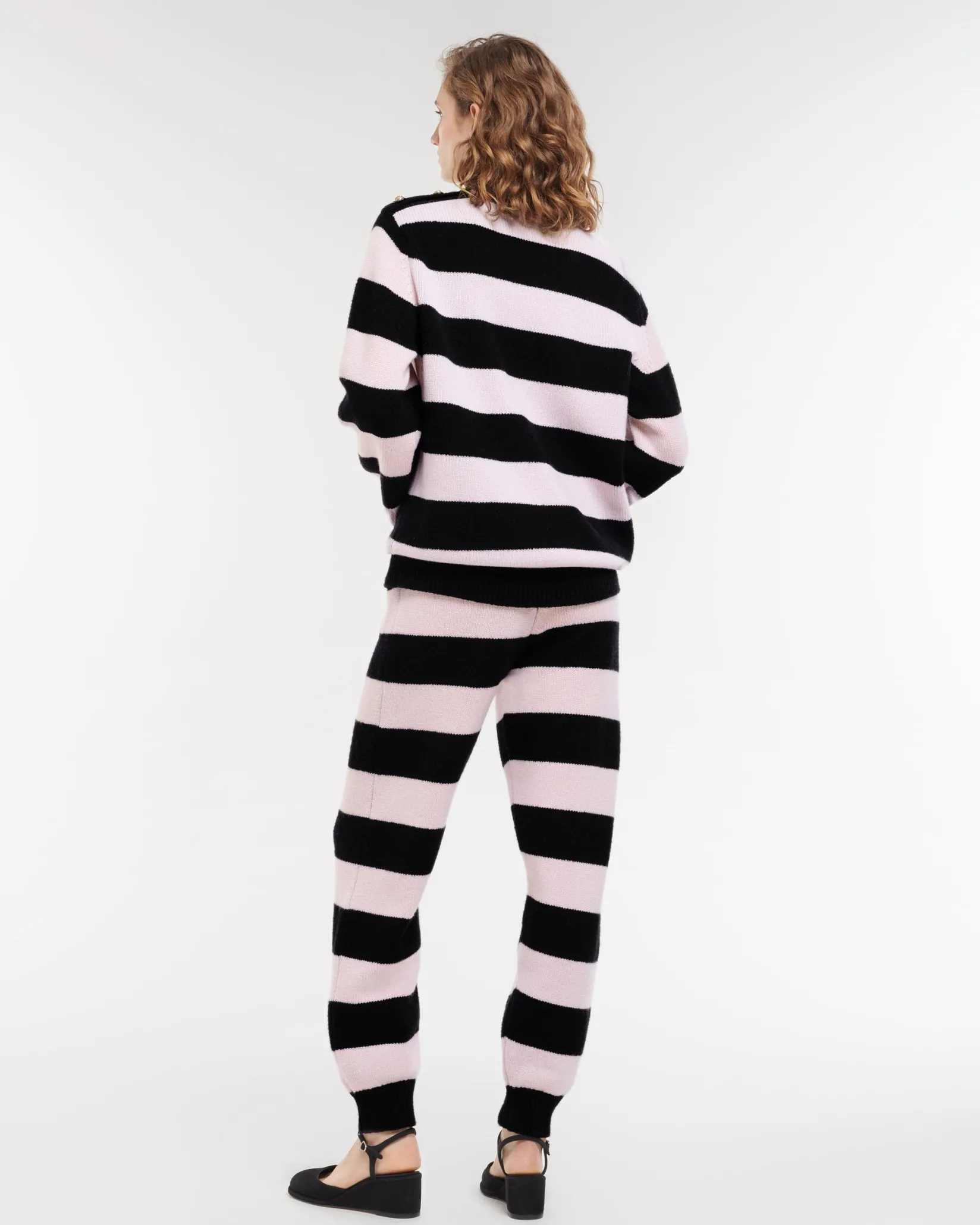 Women Barrie Striped cashmere trousers