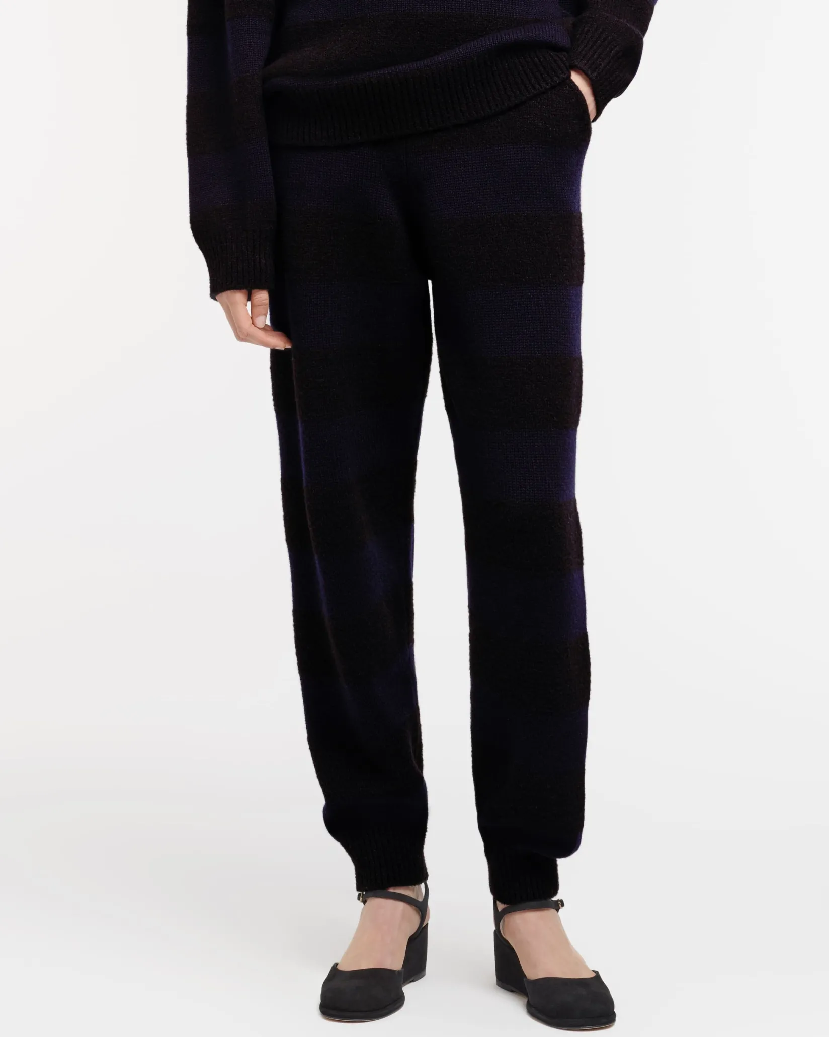 Women Barrie Striped cashmere trousers