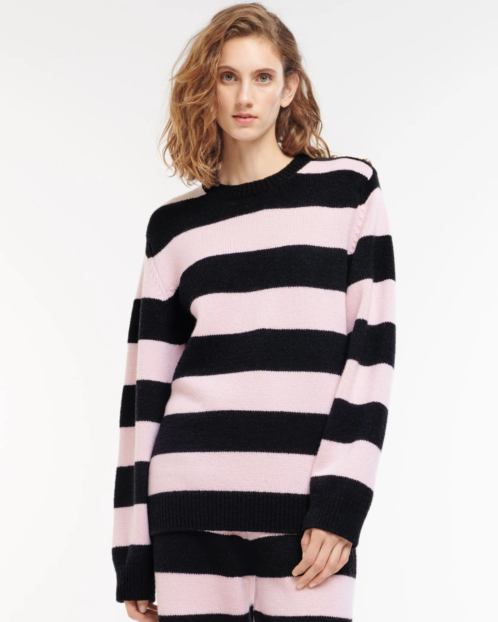 Women Barrie Striped cashmere trousers