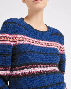 Women Barrie Striped chunky cashmere jumper