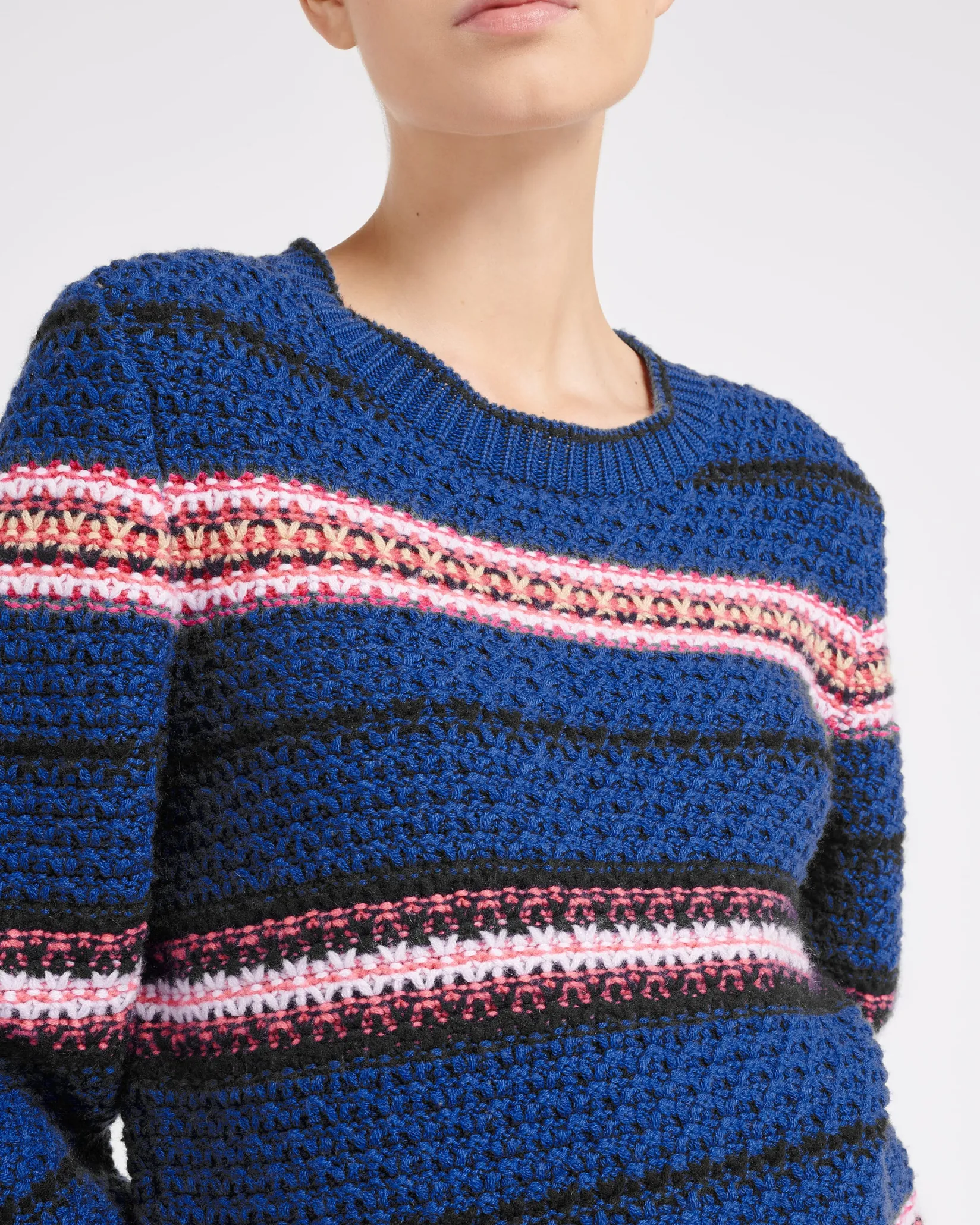 Women Barrie Striped chunky cashmere jumper