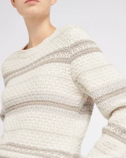 Women Barrie Striped chunky cashmere jumper