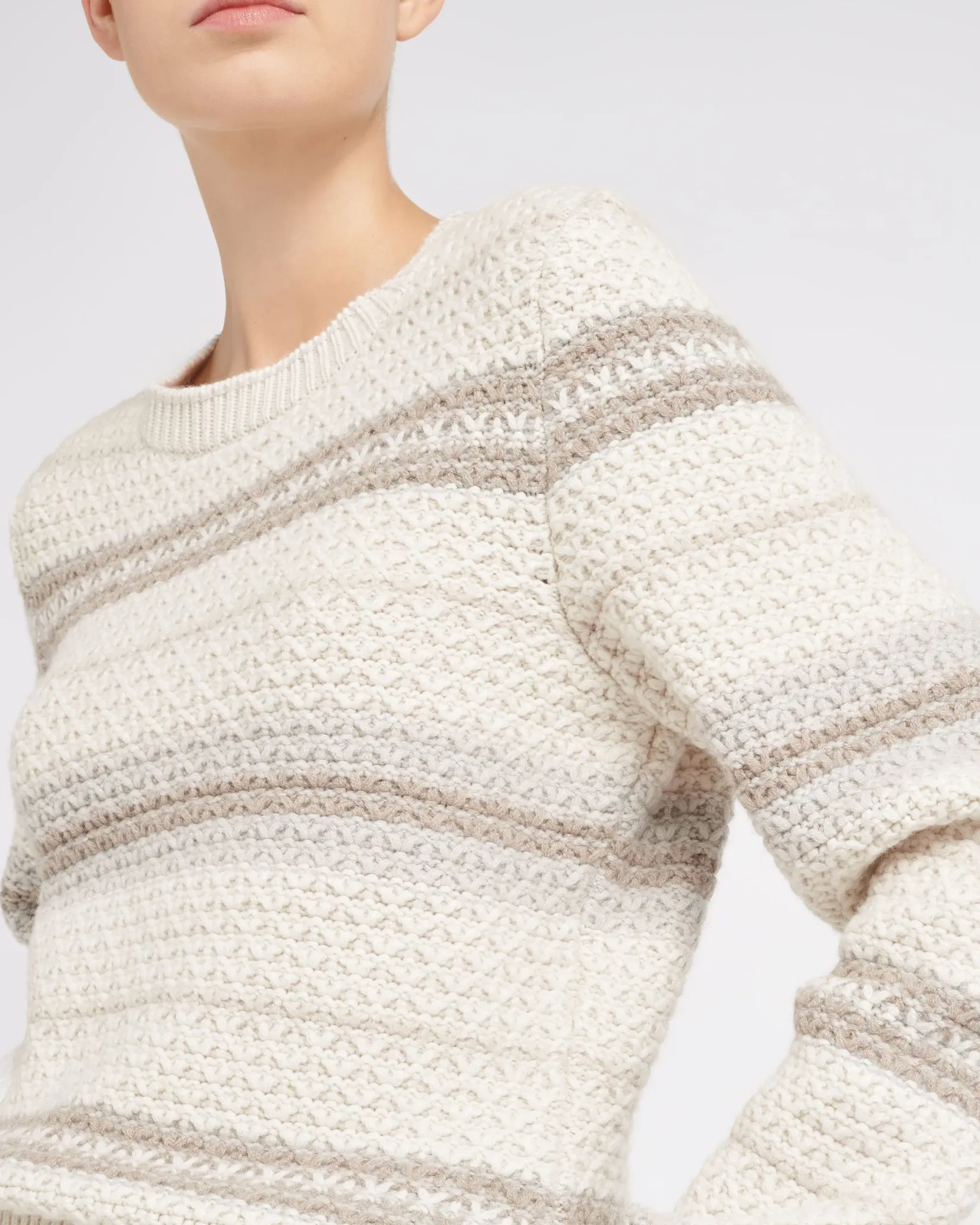 Women Barrie Striped chunky cashmere jumper